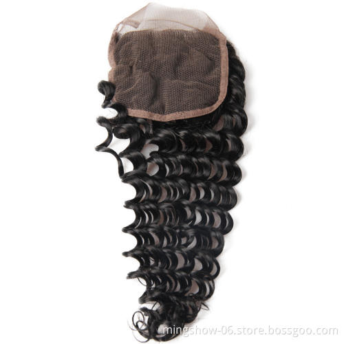 Double drawn deep curly bundles, malaysian deep curly human hair weave with closure